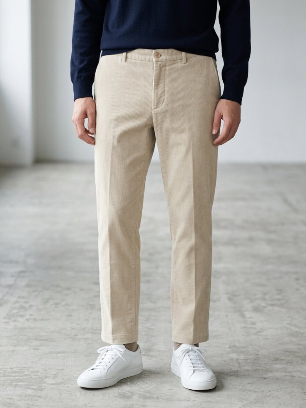NWOT UNIQLO Smart Ankle Corduroy Pants Cream Beige Men’s Size L (33-36)